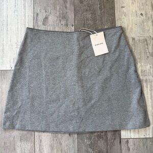 Everlane The Dream Mini Skirt Mid Heather Grey Organic Cotton Size L NWT